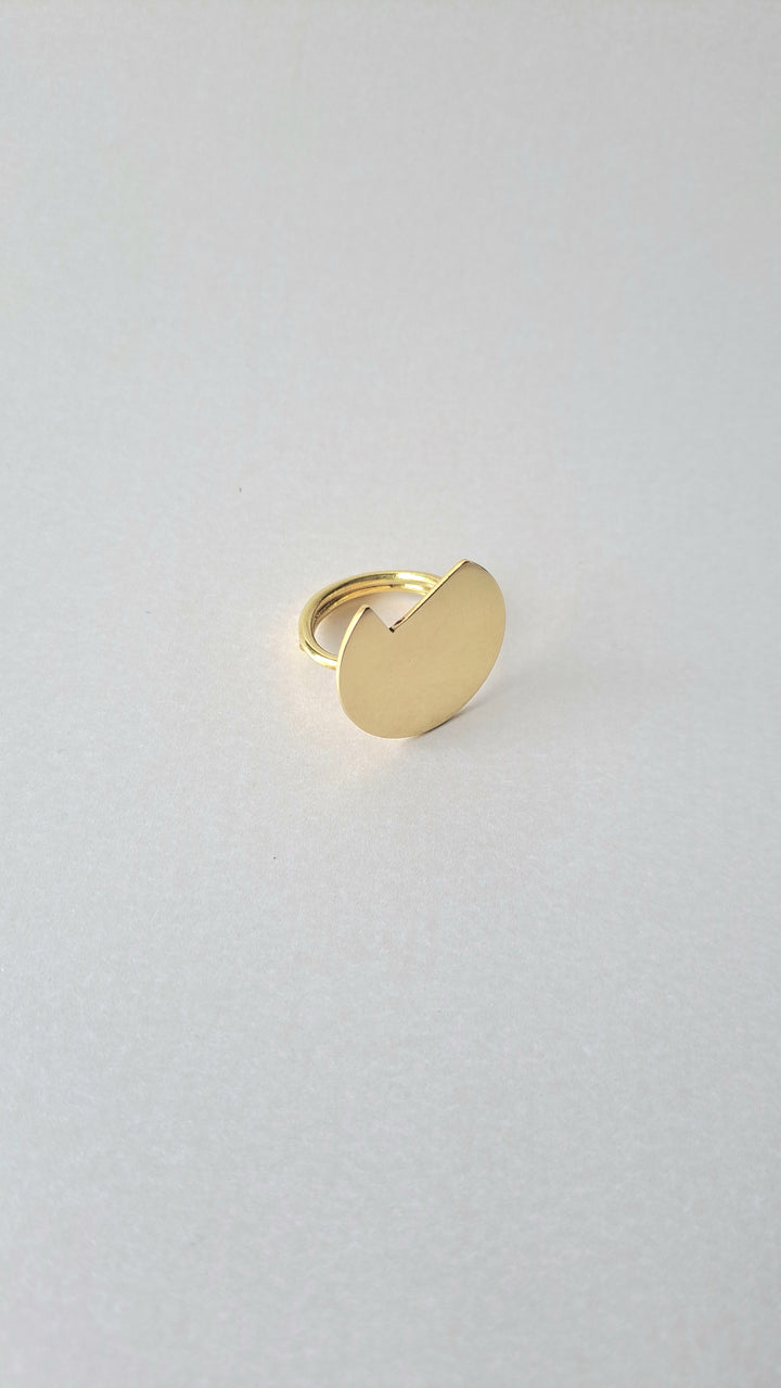 Abstract "Balance" ring - minimal and geometric brass adjustable ring