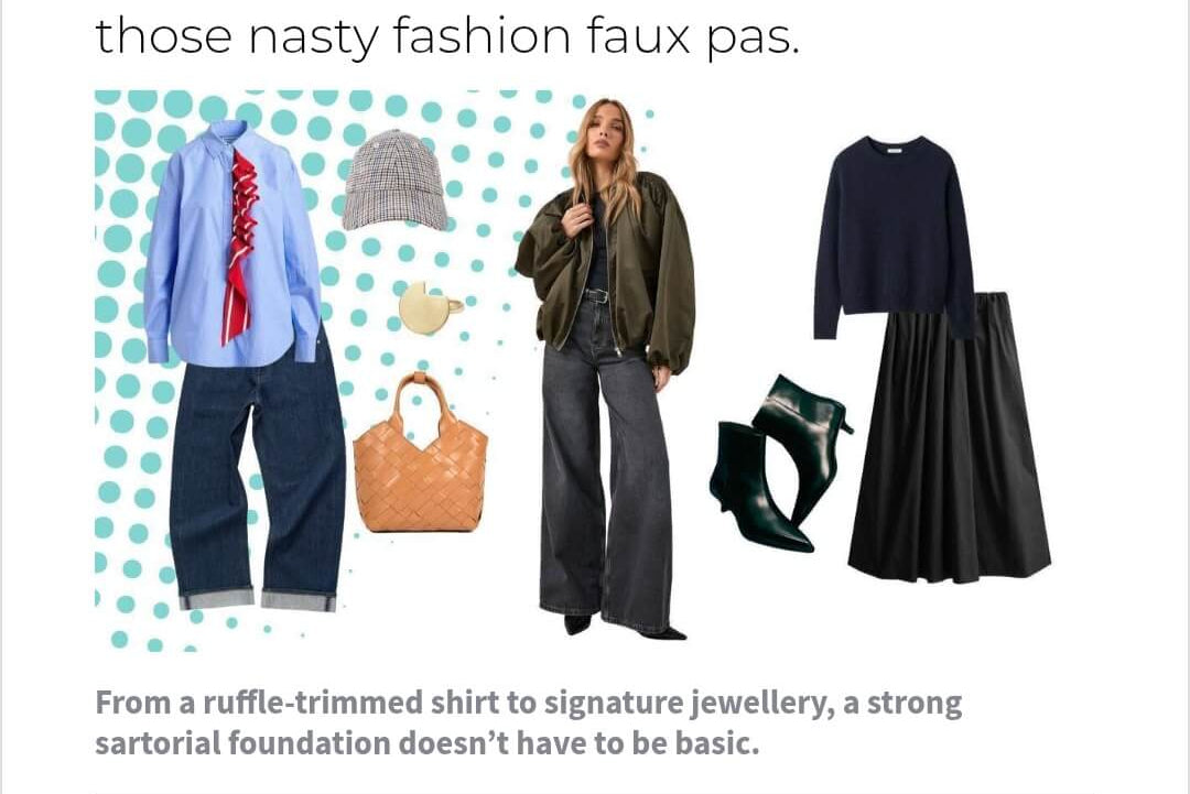 A screenshot of the Irish Examiner website showing a fashion article titled 'A carefully curated capsule wardrobe is the style hack for January dressing,' with text and four small outfit photos including clothing and accessories.