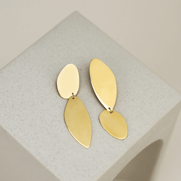 Fluidity Earrings - Unique gold plated brass Asymmetrical Earrings - Bold Lines Jewellery