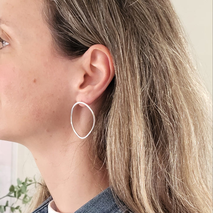 Imperfection hoops sterling silver earrings - Bold Lines Jewellery