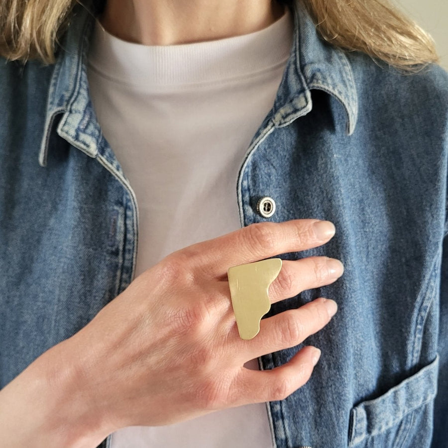Dream ring - statement brass ring - Bold Lines Jewellery