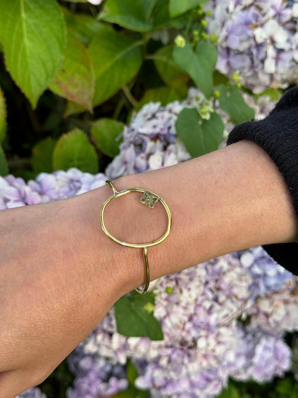 adjustable high quality brass bracelet with a beautiful organic shape