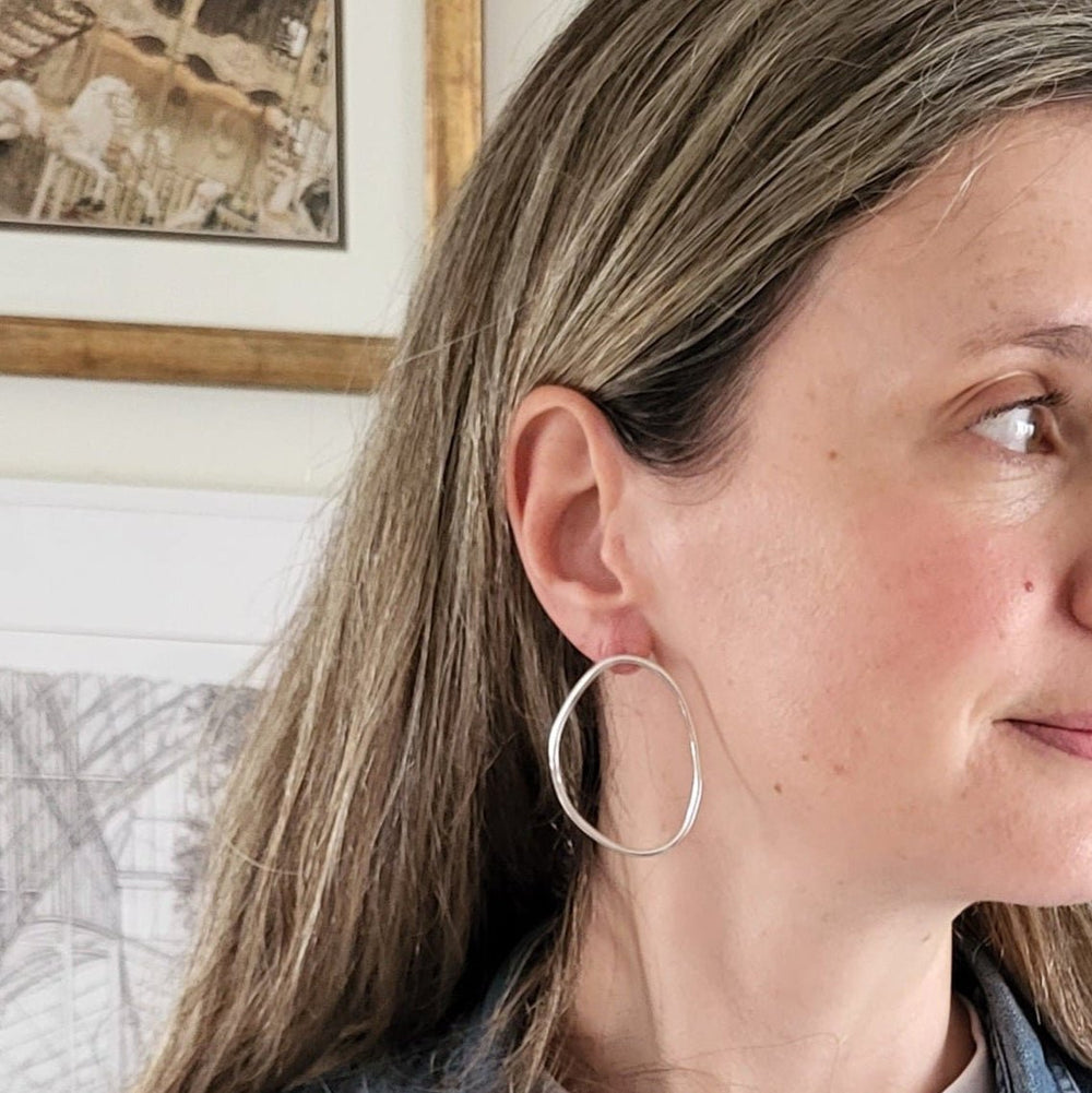 Imperfection hoops sterling silver earrings - Bold Lines Jewellery