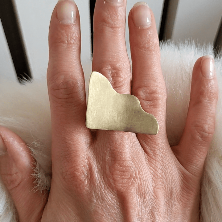 Dream ring - statement brass ring - Bold Lines Jewellery