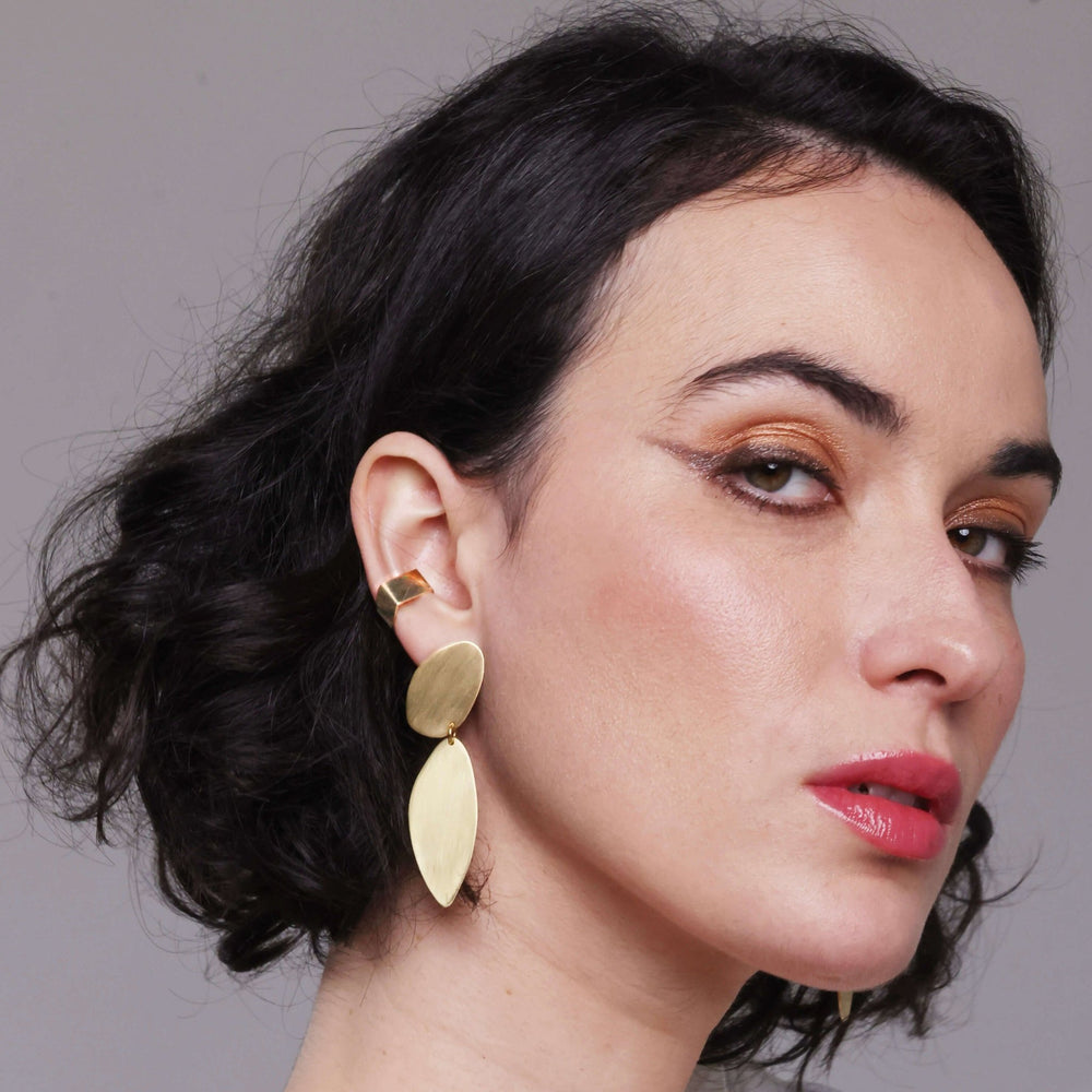 Composition ear cuff. Gold plated square ear cuff - Bold Lines Jewellery