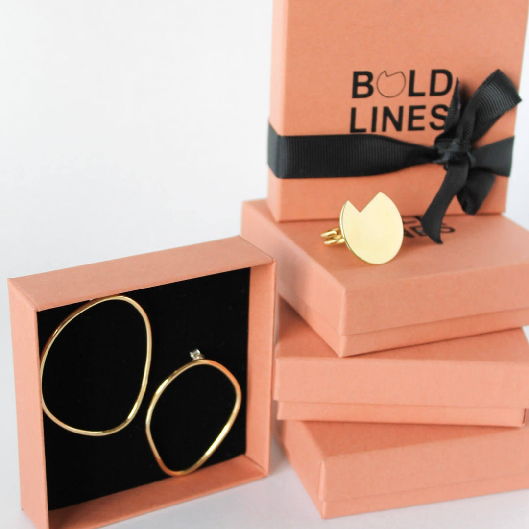 Imperfection earrings hoops and Balance ring gift set - Bold Lines Jewellery