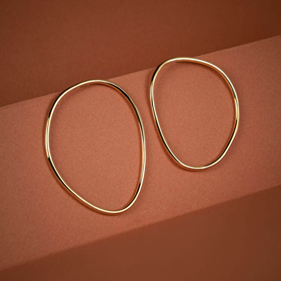 Imperfection earrings - Organic Gold Plated brass Hoops Earrings - Bold Lines Jewellery