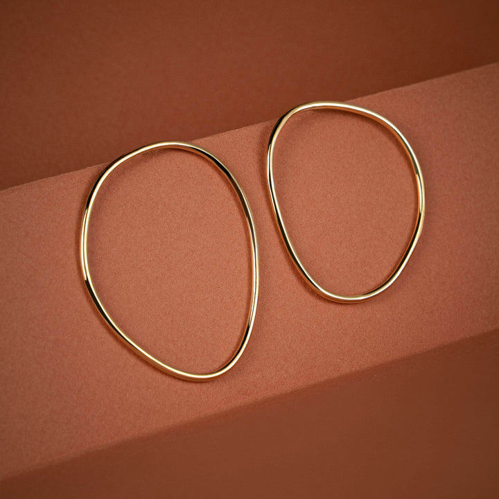 Imperfection earrings - Organic Gold Plated brass Hoops Earrings - Bold Lines Jewellery