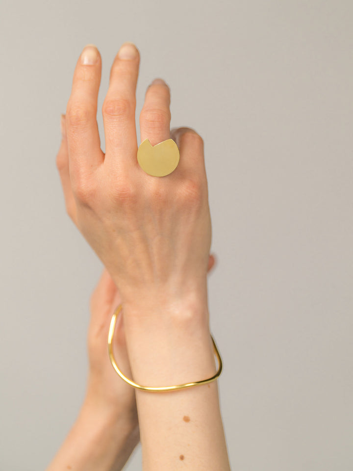 Abstract "Balance" ring - minimal and geometric brass adjustable ring