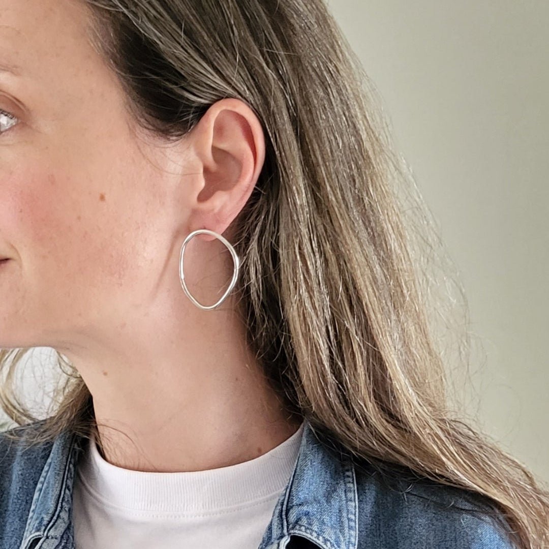 Imperfection hoops sterling silver earrings - Bold Lines Jewellery